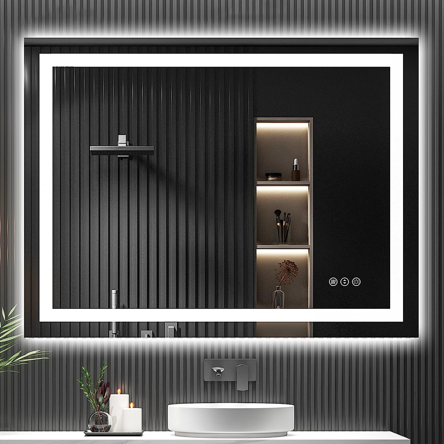 YEELAIT LED Bathroom Mirror 48x36 Inch Front and Backlit Lighted Vanit ...