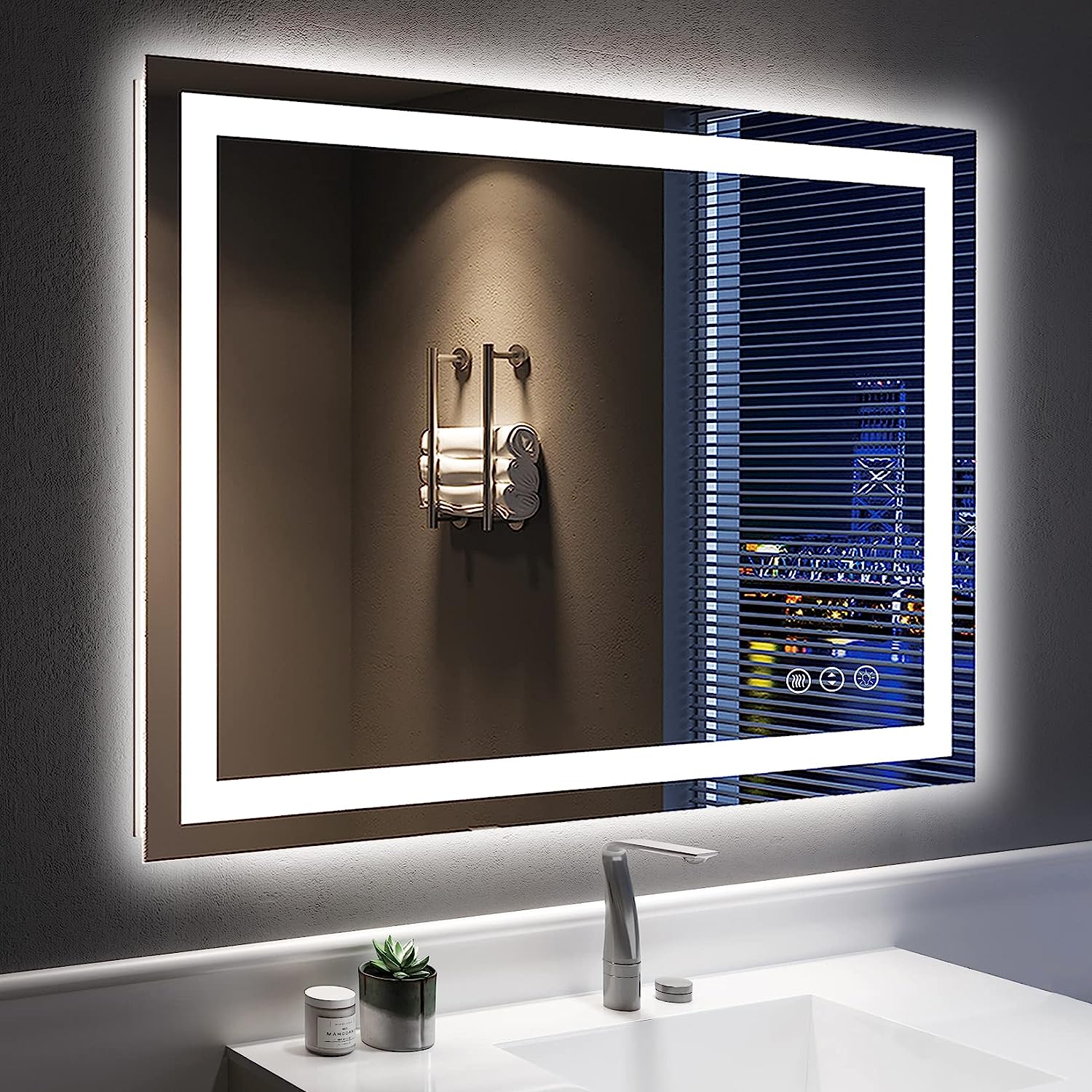 YEELAIT LED Bathroom Mirror 40x32 Inch Front and Backlit Lighted Vanit ...