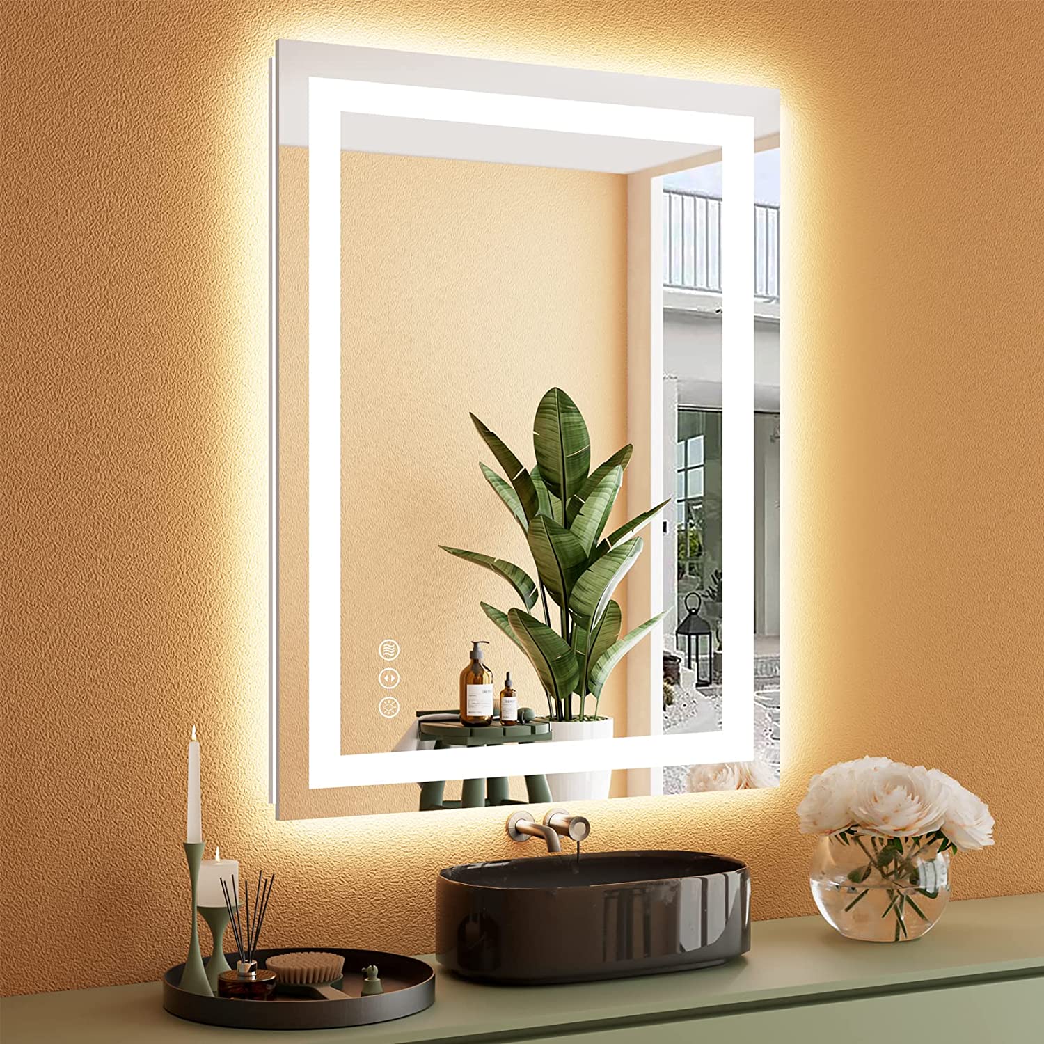 YEELAIT Backlit + Front-Lighted LED Mirror for Bathroom 28 x 36 Inch ...