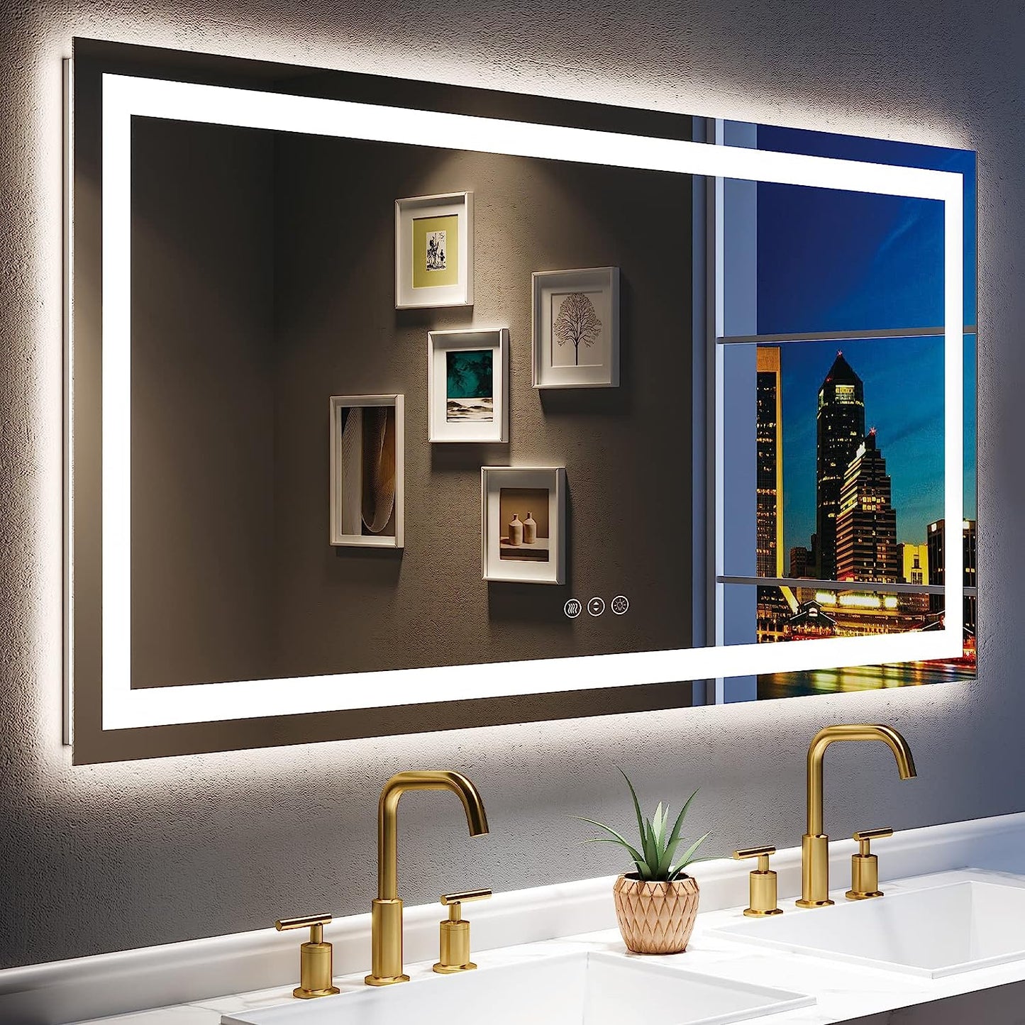 YEELAIT LED Bathroom Mirror 60x30 Inch Front and Backlit Lighted Vanity Mirror