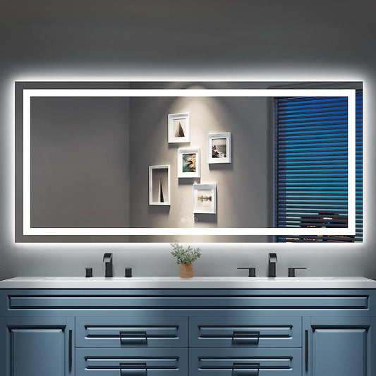 YEELAIT LED Bathroom Mirror 77x36 Inch Front and Backlit Lighted Vanity Mirror