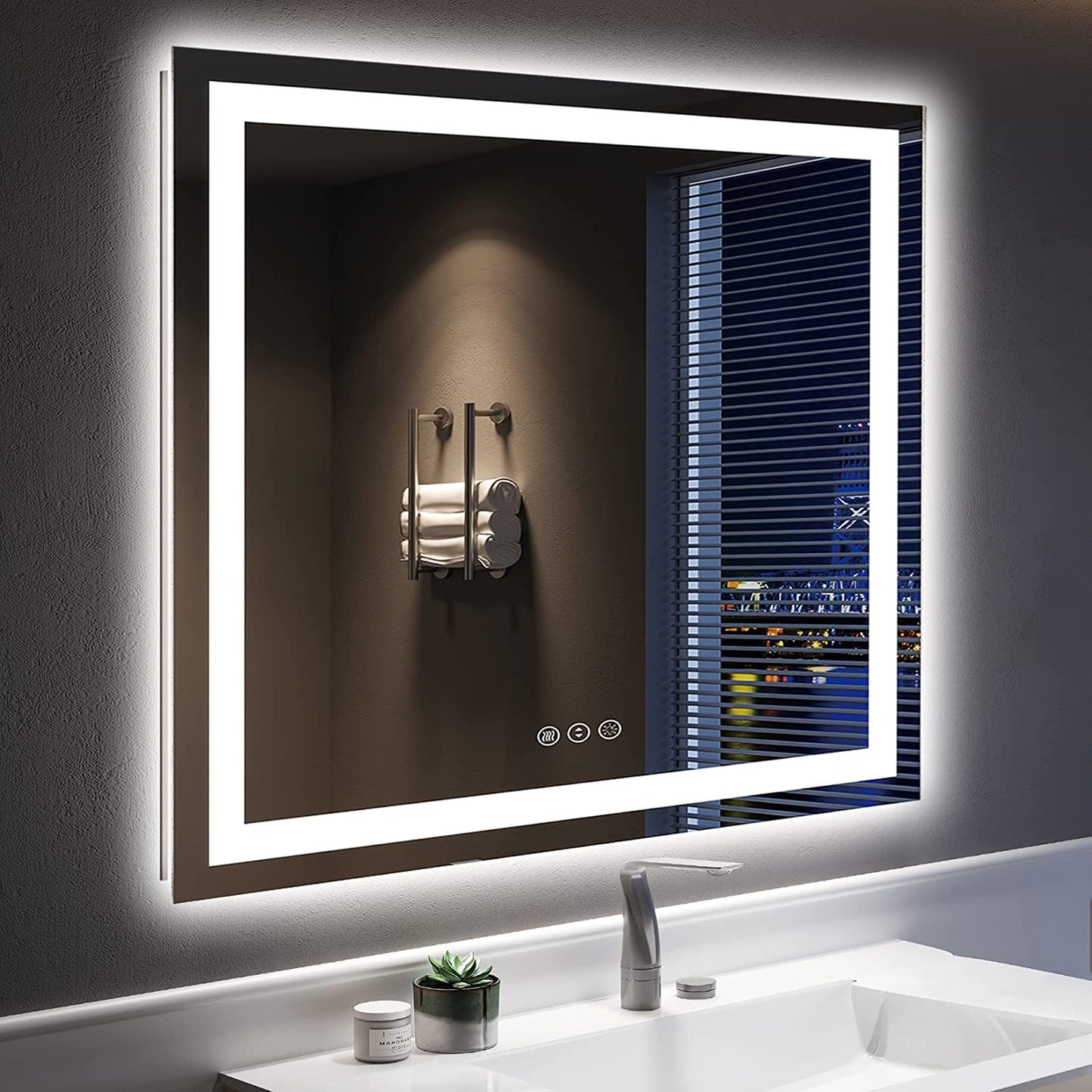 YEELAIT Backlit + Front-Lighted LED Mirror for Bathroom 36 x 36 Inch