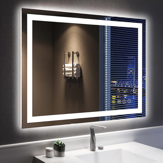 YEELAIT LED Bathroom Mirror 40x32 Inch Front and Backlit Lighted Vanity Mirror