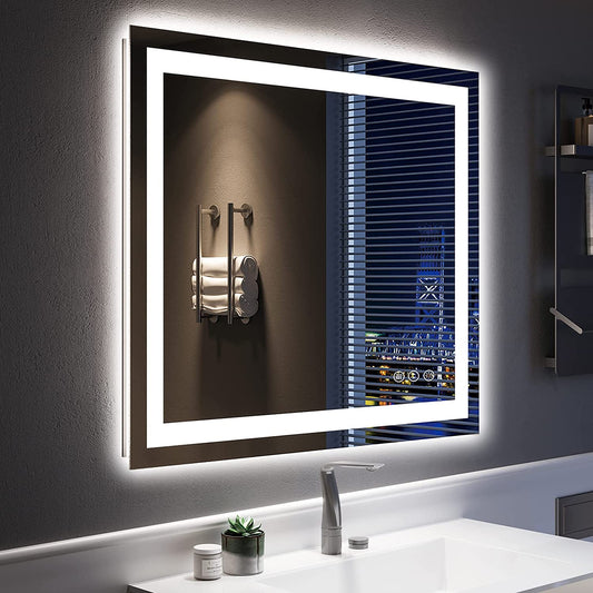 YEELAIT Backlit + Front-Lighted LED Mirror for Bathroom 36 x 30 Inch