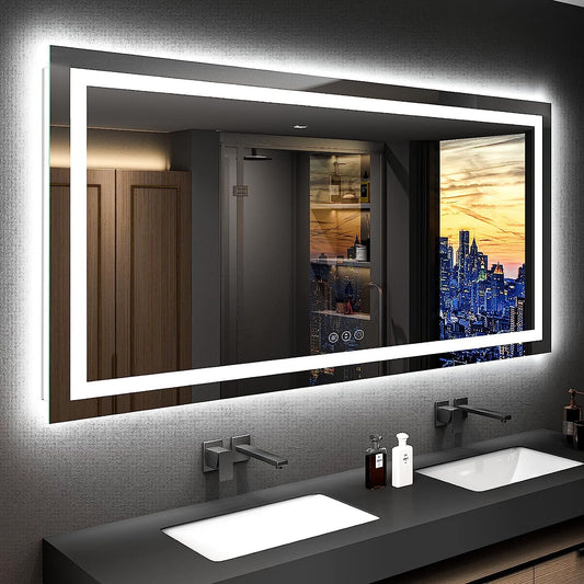 YEELAIT LED Bathroom Mirror 72x36 Inch Front and Backlit Lighted Vanity Mirror