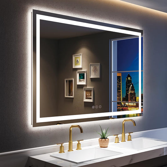 YEELAIT LED Bathroom Mirror 60x40 Inch Front and Backlit Lighted Vanity Mirror