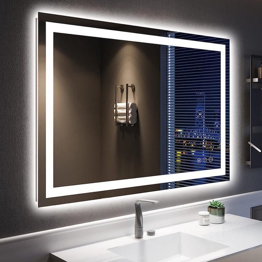 YEELAIT LED Bathroom Mirror 48x32 Inch Front and Backlit Lighted Vanity Mirror