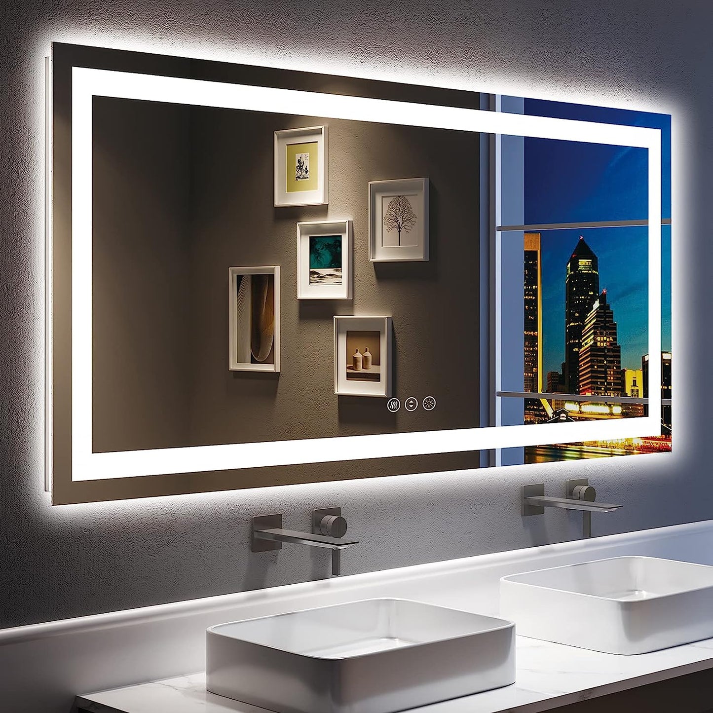 YEELAIT LED Bathroom Mirror 60x28 Inch Front and Backlit Lighted Vanity Mirror