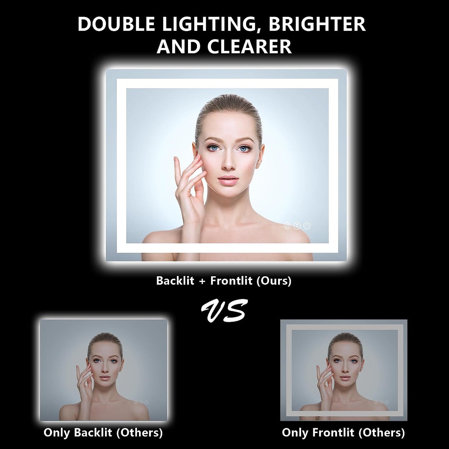 YEELAIT LED Bathroom Mirror 40x32 Inch Front and Backlit Lighted Vanity Mirror