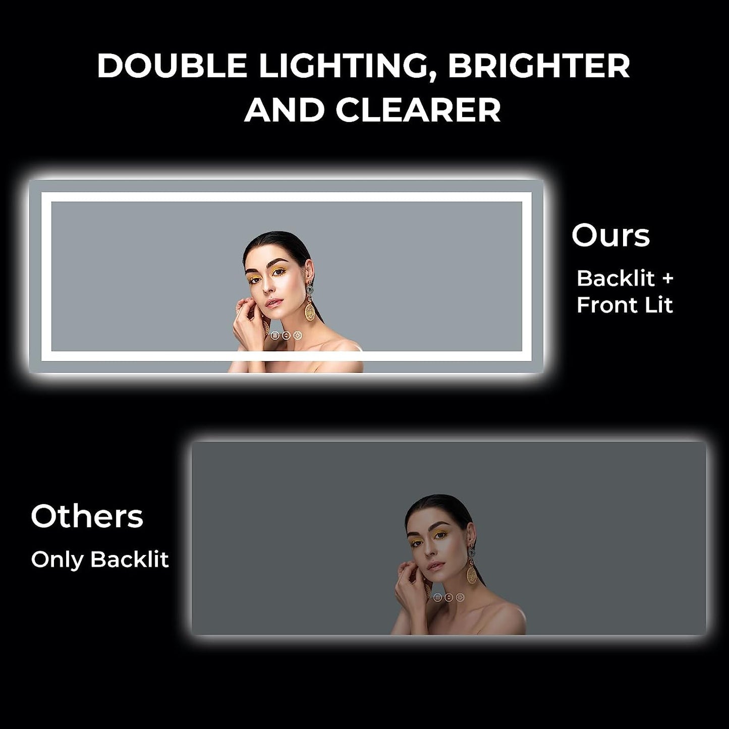 YEELAIT LED Bathroom Mirror 84x32 Inch Front and Backlit Lighted Vanity Mirror