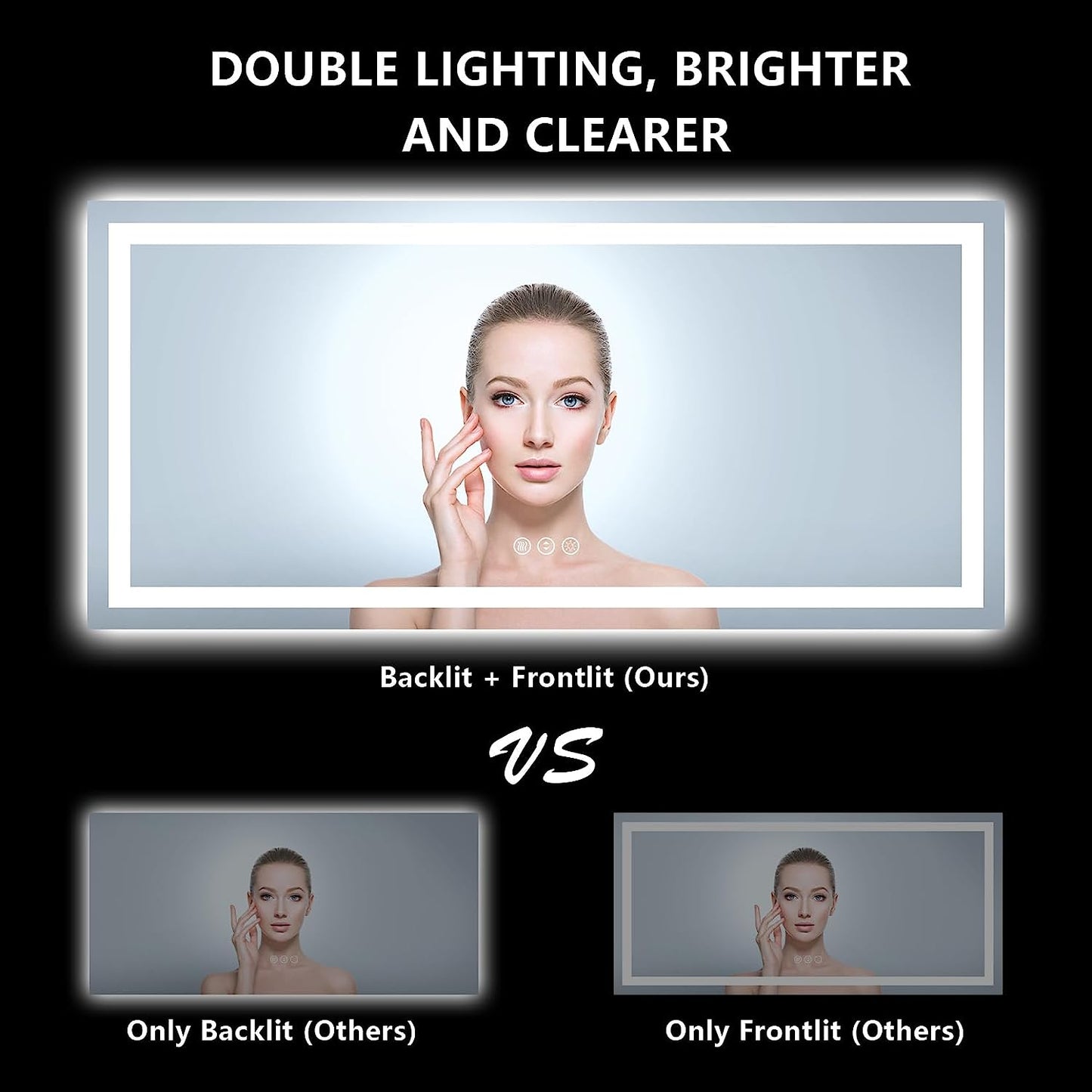 YEELAIT LED Bathroom Mirror 72x36 Inch Front and Backlit Lighted Vanity Mirror