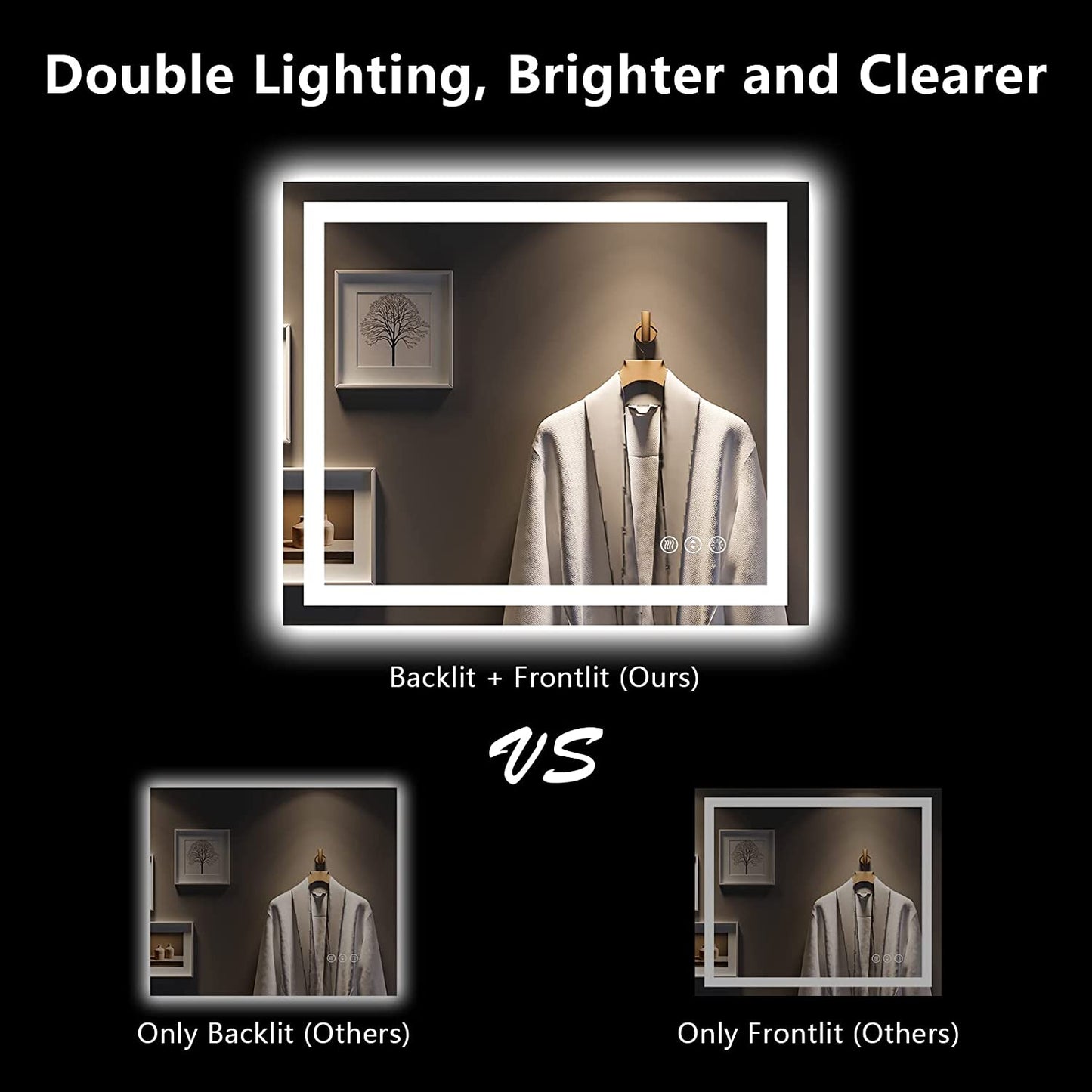 YEELAIT Backlit + Front-Lighted LED Mirror for Bathroom 36 x 30 Inch