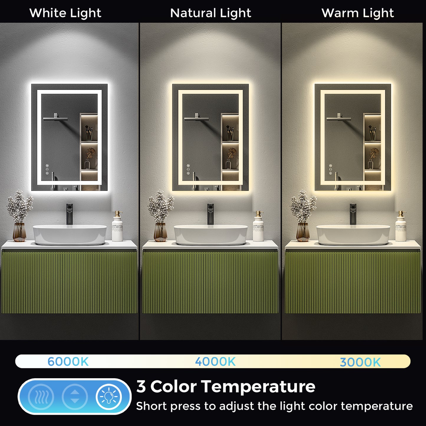 YEELAIT Backlit + Front-Lighted LED Mirror For Bathroom 20 X 28 Inch