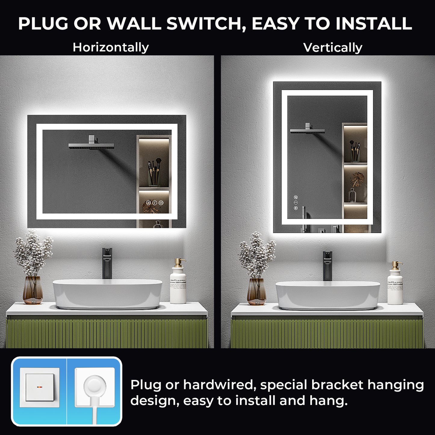 YEELAIT Backlit + Front-Lighted LED Mirror For Bathroom 20 X 28 Inch